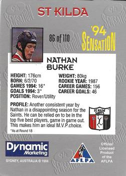1994 Dynamic AFL Sensation #86 Nathan Burke Back